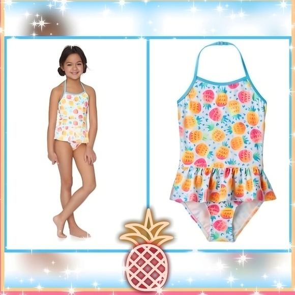 Girls Bundle Size 4 – Sequin Tops, Festival Tee & Pineapple Swimsuit NWT - Picture 9 of 10